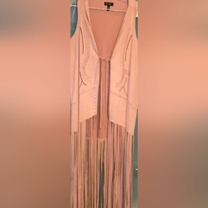 NWT Jessica Simpson baby  pink faux fringe WESTERN COWBOY vest. Size medium